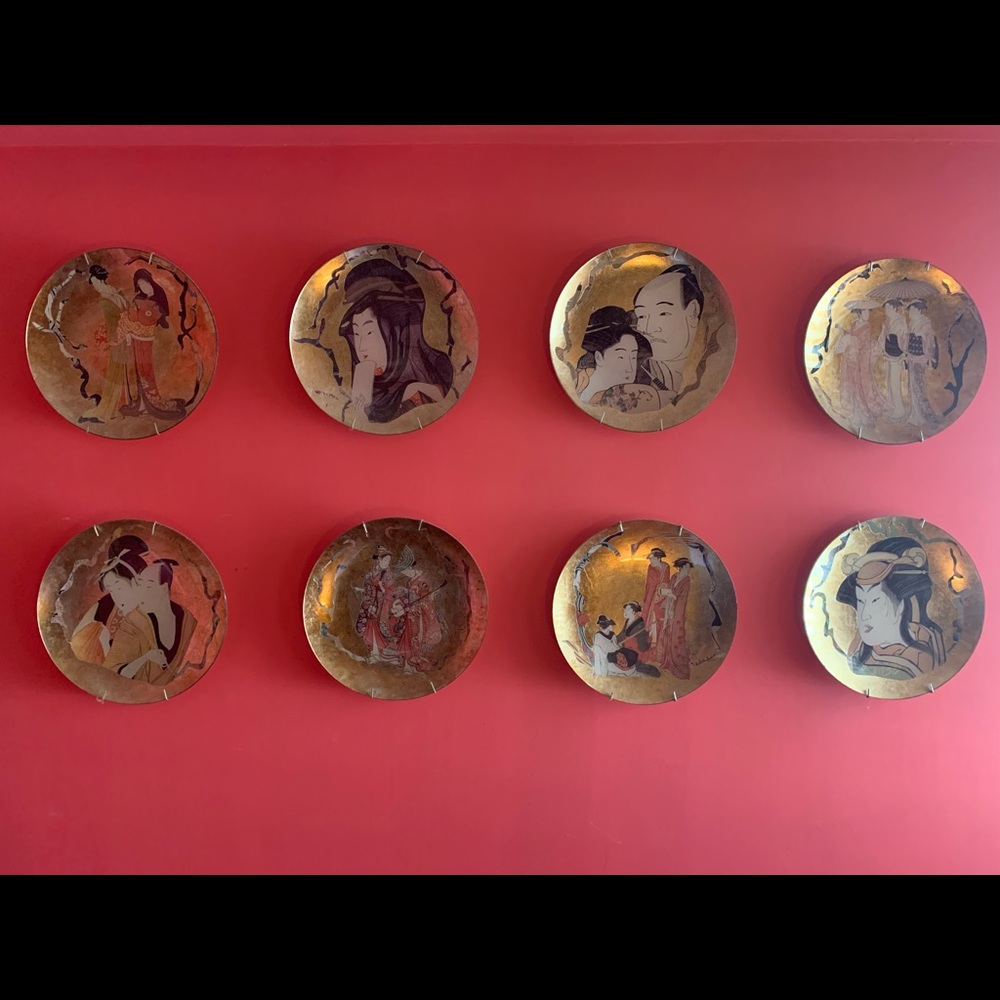 Designer Carole Stupell vintage handpainted plates